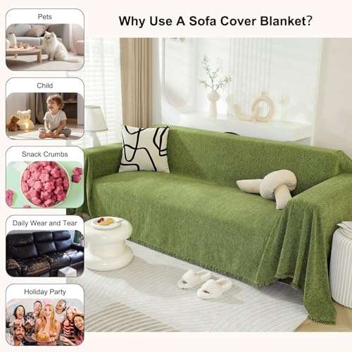 STACYPIK-Christmas-Chenille-Green-Couch-Cover-for-Dogs-Sofa-Cover-for-Sectional-Washable-Couch-Cover-Cat-Dog-Proof-Couch-Protector-for-3-Cushion-Couch-Anti-Slip-Sofa-Slipcover-for-Living-Room-71x150IN STACYPIK Christmas Chenille Green Couch Cover for Dogs Sofa Cover for Sectional Washable Couch Cover Cat Dog Proof Couch Protector for 3 Cushion Couch Anti Slip Sofa Slipcover for Living Room 71x150IN