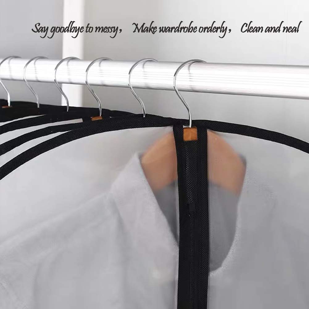 HomeClean Wiszące torby na ubrania, 12 sztuk, oddychające pokrowce na garnitury, z zamkiem błyskawicznym, PEVA, na ubrania, do przechowywania ubrań i podróży, pokrowce na ubrania, na płaszcze, czarne
