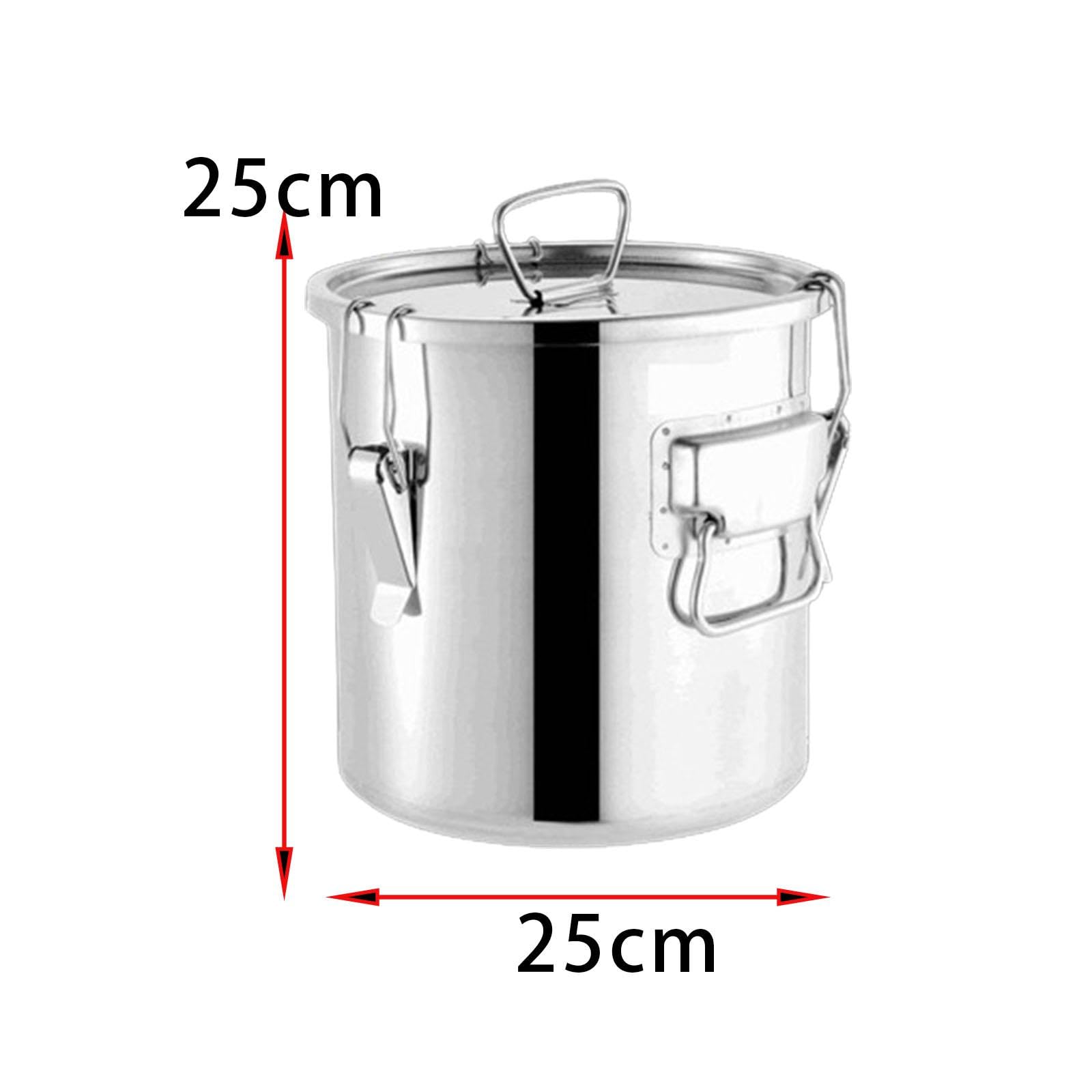 Seau Hermétique Acier Inox 10L - Stockage Aliments Secs/Humides