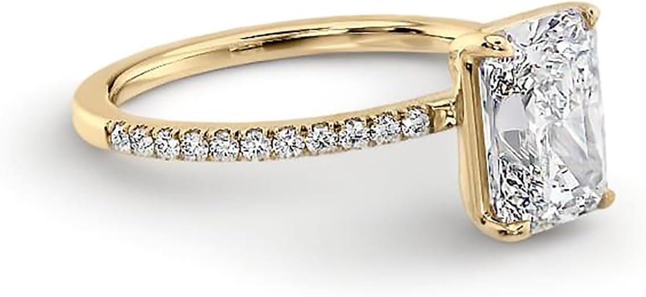 1/2/3 CT Center Moissanite Engagement Rings for Women, 10K/14K/18K Solid Gold Round/Oval/Pear/Princess/Cushion/Marquise/Emerald/Radiant Cut Bridal Set Wedding Anniversary Band for Her Wife