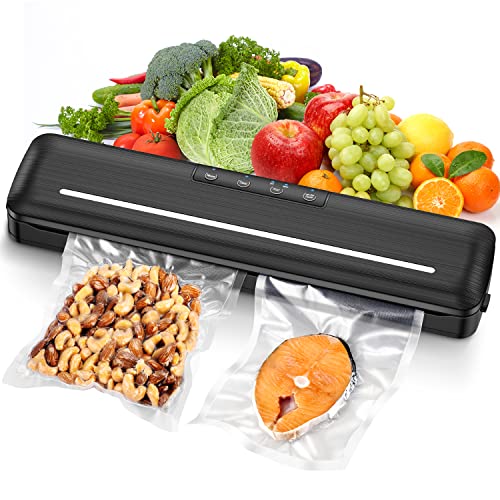 Vacuum Sealer Machine Automatic Air Sealing Vacuum Sealer For Food Saver With Dry/Moist Food Modes And Cutting Design With 10Pcs 11.8 Inch Sealer Bags For Kitchen Food Sealer #TOP29