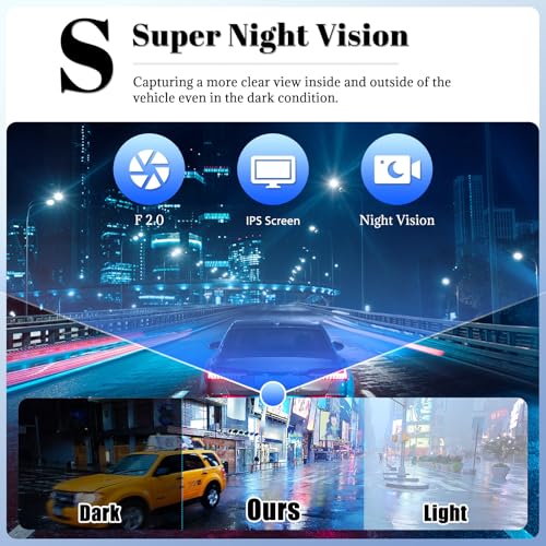 Image of 360 Degree View 4 Channel Dash Cam for Cars,Dash Cam Car Camera Front and Rear Inside Left Right for Cars,3 inch Dashcams with Night Vision,Loop Recording,G-Sensor,24H Parking Mode Monitor