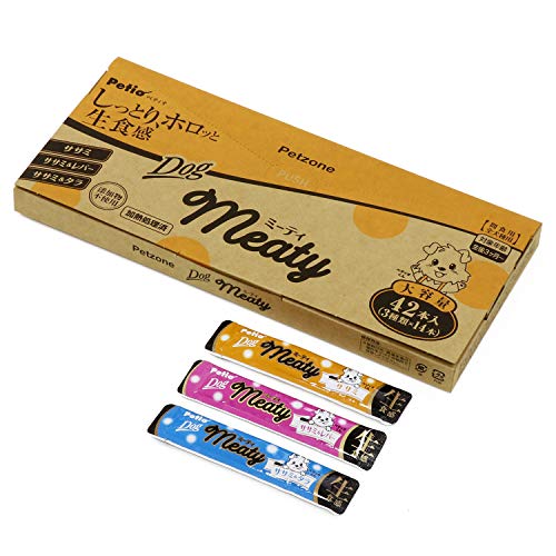 [Amazon限定ブランド] Petzone(ペットゾーン) 犬用おやつ Meaty ミーティ (無添加) バラエティボックス 3種の味 42本