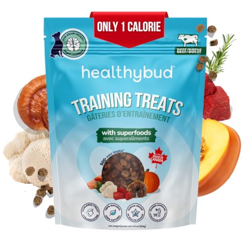 Healthybud Mini Beef Liver Dog Training Treats – Soft Low Calorie Trainer Bites (1 kcal Each) – 500+ Tiny Rewards for Puppies & Small Dogs – with Lion’s Mane & Reishi – Made in Can image 4