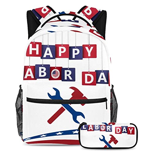Sac à dos Happy Labor Day grand format 29.4x20x40cm pour étudiant