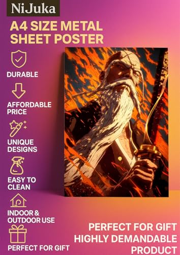 Image of NIJUKA Anime Printed A4 Size Metal sheet Poster For Home And Room Decoration | For Anime Art Fans Boys And Girls (Master Of Fully Power Full Bankai)