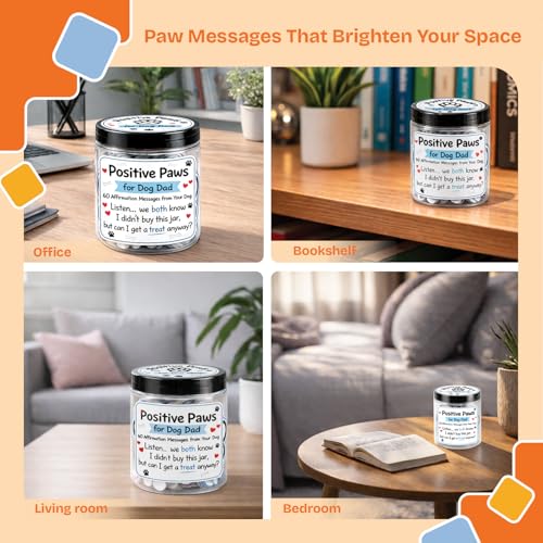 Image of NewEleven Dog Dad Gifts For Men - Fathers Day Gift From Dog, 60 Emotional Support Birthday Gift Cards for Dogs Dad, Brother, Husband - Fur Daddy Gifts From Daughter, Son, Wife - Puppy Positive Jar