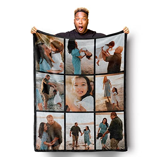 HALOVE Customized Blankets with Photos Text for Fathers Mothers, Custom Wife Husband Fleece Flannel Blanket for Couch Sofa Bedroom Living Room - 40