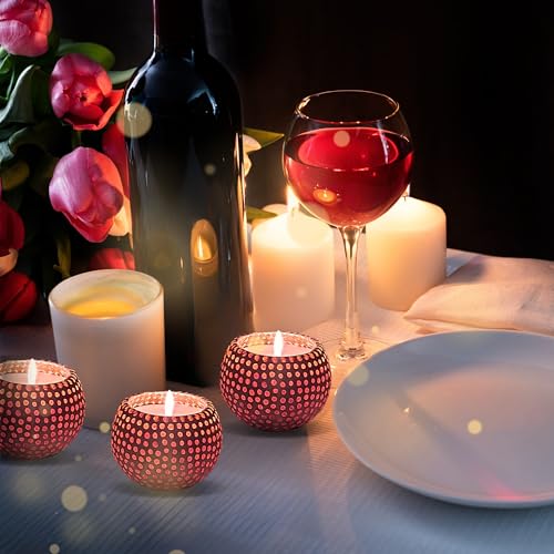 Image of Floryn Decor Morrocan Mosaic Candle Holders | Home Light Decorations Items | Mosaic Glass Tealight Holder | Best lamp for Diwali Decoration | Pack of 3 (with 3 Tealight Candle Free)