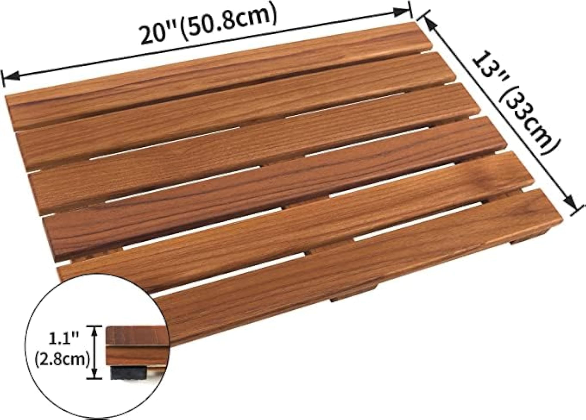 Teak Shower Mat, Non-Slip Luxury Spa Mat