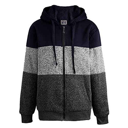LeeHanTon Heavyweight Hoodies for Men Jackets Comfy Sherpa Lined Zip Up Hoodie Coats with Pockets Outerwear