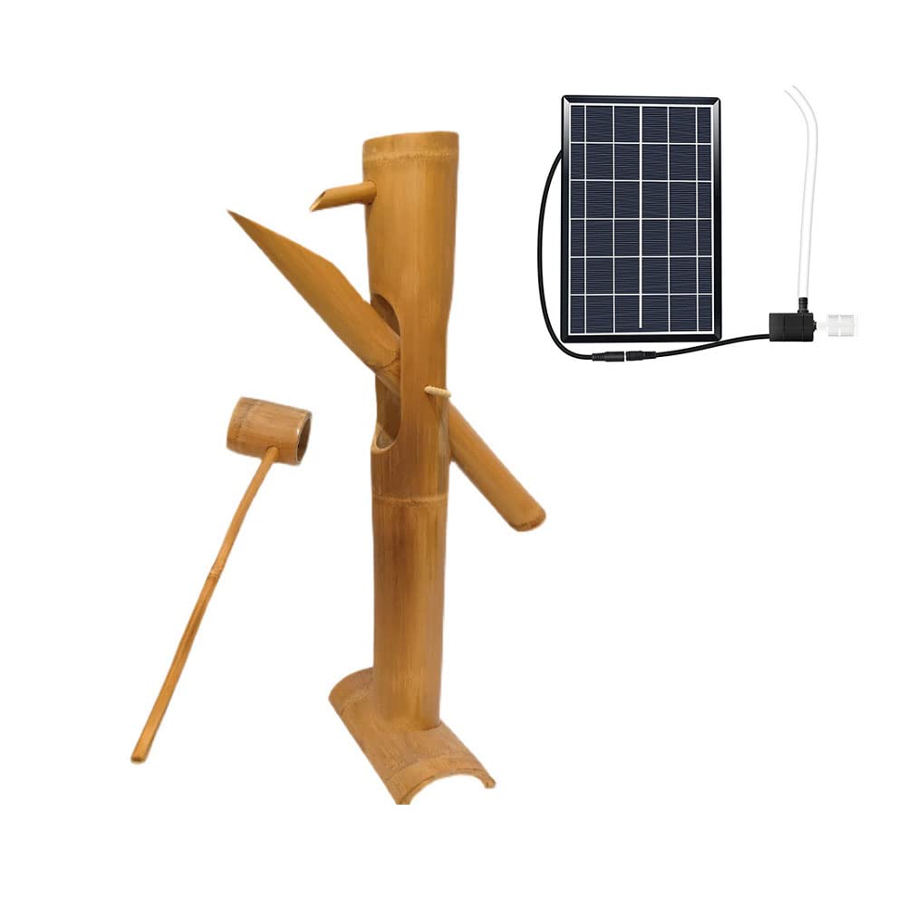 Bambusowa fontanna solarna z pompką do dekoracji ogrodu zen wewnątrz i na zewnątrz, funkcja spokojnej wody dla relaksu i spokoju