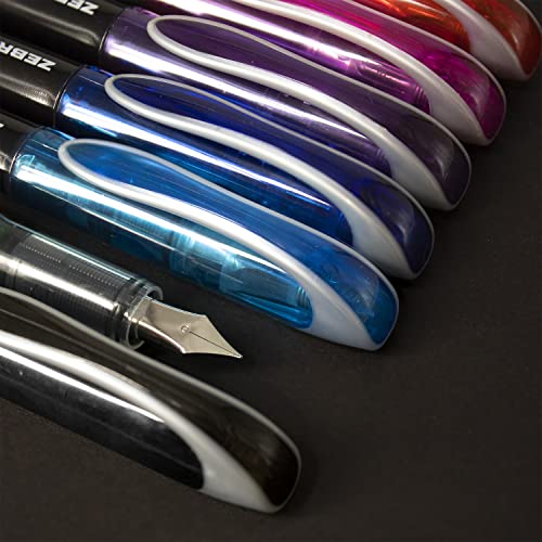 Zebra Fuente - Disposable Fountain Pen - Purple Ink - Pack of 6