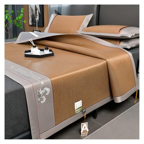 Esterilla Refrescante De Verano, Plegable, Ventilada De Bambú, Material Natural, Correas De Esquina Seguras, For Dormitorio, Sala De Estar, Descanso En Sofá(Brown,150 * 200cm)