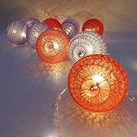 6cm Guirlande Lumineuse Boule Coton, DOTBUY Decoration Noël, LED Guirlande Lumineuse à Piles, Enfant, Chambre Mariage Style Nordique Décorations (Violet Rêveur,1.8M/10LED