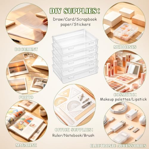 Image of Jetec 6 Pieces Mini Plastic Clear Beads Storage Containers Box for Collecting Small Items, Beads, Jewelry, Business Cards, Game Pieces, Crafts (13.3 x 9.3 x 2 Inch)