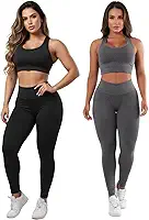 Kit 2 Conjuntos Calças Legging Top Moda Fitness Roupas Feminina para Academia