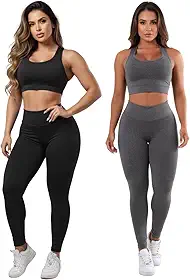 Kit 2 Conjuntos Calças Legging Top Moda Fitness Roupas Feminina para Academia