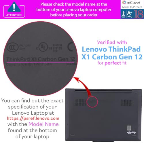 Image of mCover Hard Case ONLY Compatible for 2024-2025 14 inch Lenovo ThinkPad X1 Carbon Gen 12 /13 Windows Notebook PC (with 180-degree Hinge, NOT Fitting Any Other Lenovo Models) - Black