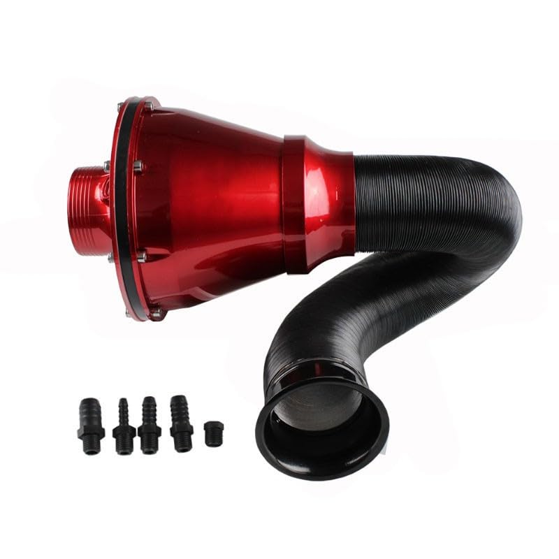 BKN Universal Car Air Filter Mushroom Head Automotive Flow Air Filter Apollo CIS Closed Intake System Air Intake Kit High Flow 70MM | Universal Air Intake Kit System (Red)
