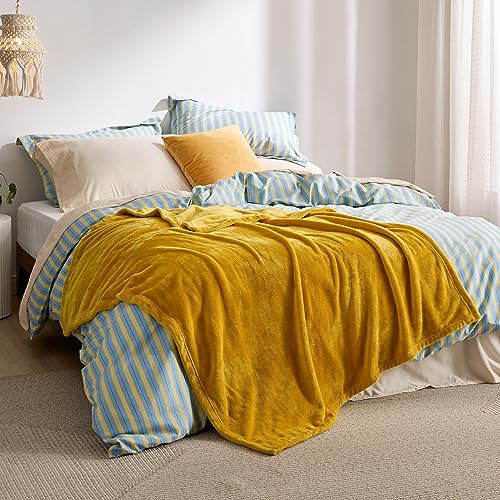 Image of Bedsure GentleSoft Gold Fleece Throw Blanket - 300GSM Blankets for Couch, Sofa, Bed, Soft Lightweight Plush Cozy Throws for Toddlers, 50x60 inches