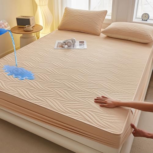 Protector Colchon Impermeable Sábana Bajera Ajustable Funda Colchon Antiacaros Antiarañazos Elástico En Todo El Contorno Cubre Colchon Hipoalergénico Fundas de colchón para Altos De Colchón De 30cm