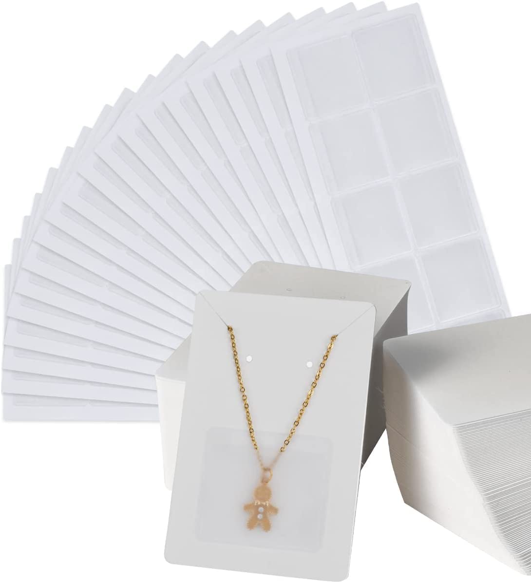 Azonee 240 Pieces Necklace Chain Adhesive Pouch for Necklace Display Cards Necklace Chain Pocket Jewelry Bags for Selling Necklace Packaging Plastic Loose Chain Pockets Clear Necklace Chain Holder