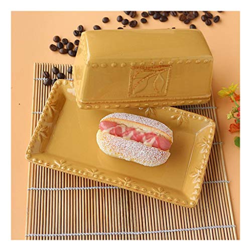 Dispente de mantequilla rectangular de cerámica de contenedor de mantequilla, plato de plato de hojaldre de mantequilla cubierta de estilo europeo, 3 colores para todo tipo de mantequilla (color: