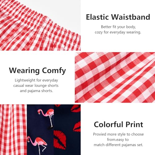 Image of Boxer Shorts for Women Gingham Sleep Y2k Printed Boxers Pj Boxer