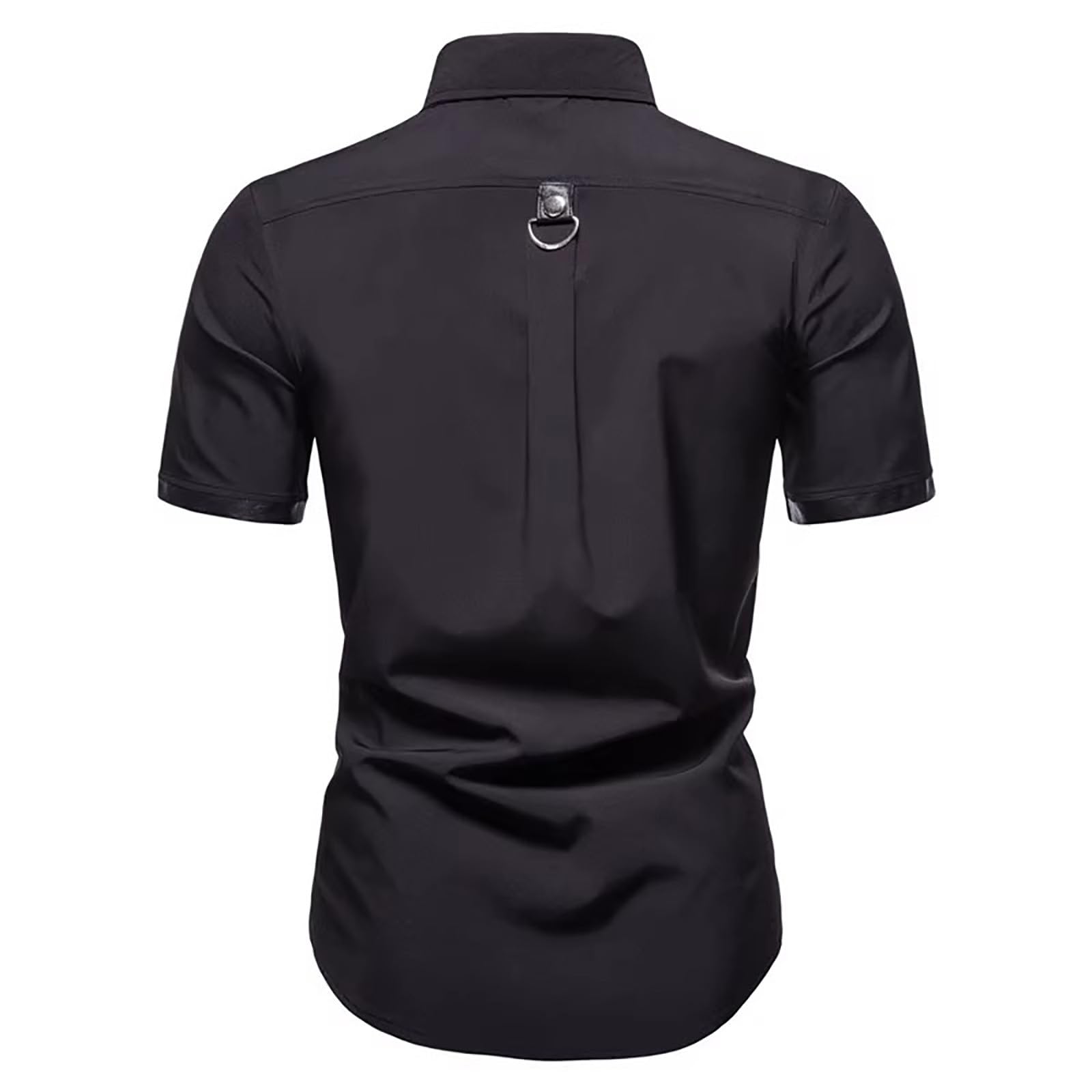 Herren Gothic Motorrad Hemd Steampunk Niet Dekoration Lässig Top Klassisch Kurzarm Slim Fit Hemd Herren Halloween Vampir Cosplay Kostüme Schulter Leder Dekoration