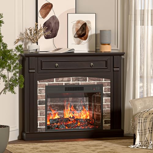 OUTGUAVA Corner Electric Fireplace Mantel