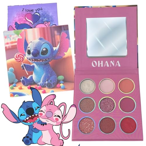 Make Paleta de Sombras Stitch, 9 Cores com Espelho, Maquiagem, Meninas, Presente