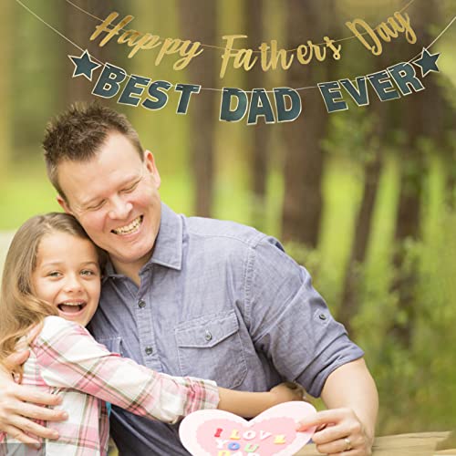 Image of Happy Father's Day Gold Banner Bunting Banner for Dad Father's Party Decorations Backdrop Garland for Father's Day (2 pcs Gold)