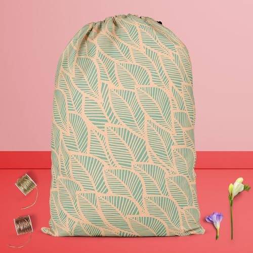 Image of ArtzFolio Blue Leaf D2 | Reusable Sack Bag | Bag for Gym, Storage, Vegetable & Travel