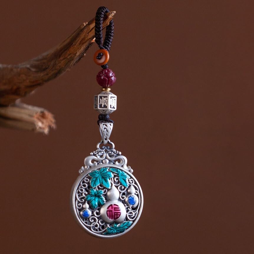 Breloczek do Samochodu Pure Silver Gourd Keychain Pendant Peace Men And Women Jewelry, Personalized Car Ornaments Backpack
