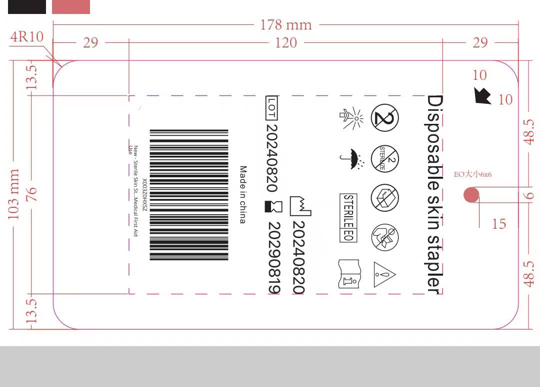 Skin Stapler, 35 Preloaded Sterilised staples, suture, CE