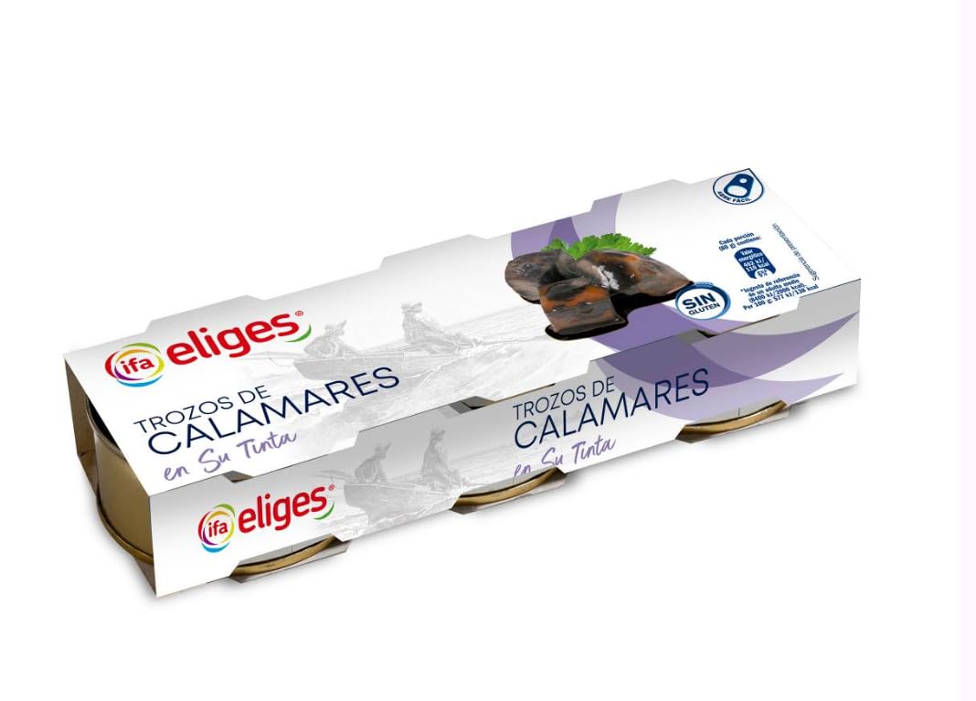 Tintenfisch Trozos de Calamares en Su Tinta, Tintenfischstücke in Eigener Tinte, 240g, 4er Pack