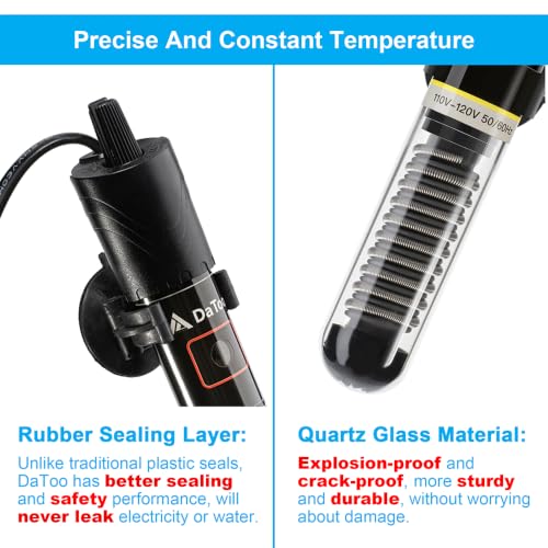 Image of DaToo Mini Aquarium Heater 200W Small Fish Tank Heater 200 Watt with Free Thermometer Sticker(200W)