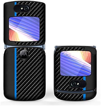 PUROOM for Motorola Razr 5G Case Classic Carbon Leather Hybrid PC Hard Flip Folding Shockproof Cover Case for Motorola Razr 5G 2020 Version (Blue) PUROOM for Motorola Razr 5G Case Classic Carbon Leather Hybrid PC Hard Flip Folding Shockproof Cover Case for Motorola Razr 5G 2020 Version (Blue)