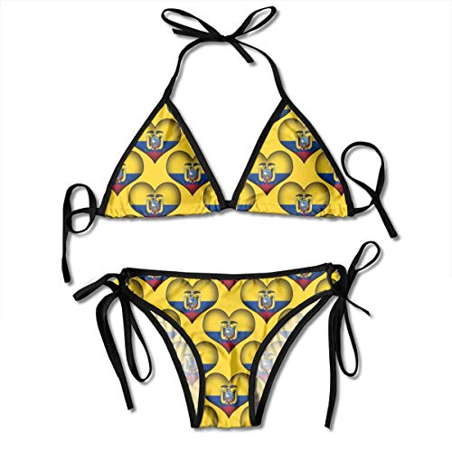 Ecuador Love Bikini Set para Mujer con Cordones, Trajes de baño de...