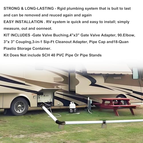 Image of RV and Camper Sewer Waste Plumbing Connection System Kit Compatible with 3 inch PVC Pipe RV Sewer Hose RV Sewer Adapter 6 Pcs Set with Storage Bo (6pcs set)