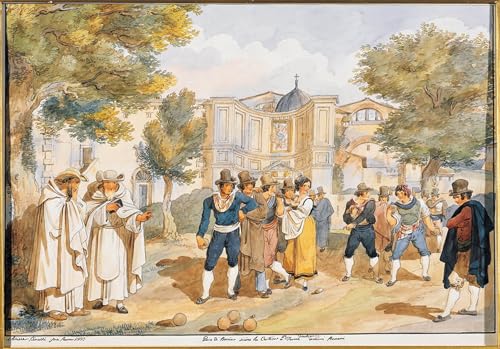 Toile moderne de pétanque à Santa Maria Italie, affiche artistique source de nostalgie