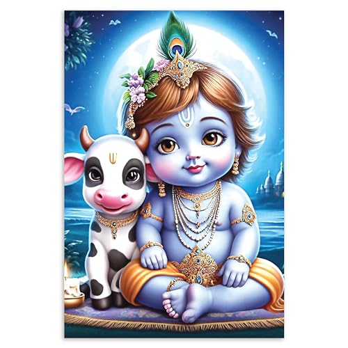 Image of Twinster Bal krishna Posters Photo for Pregnant Women, Baby Poster Self Adhesive (Size 45 cm by 30 cm) Pack of 1 (Design 21)