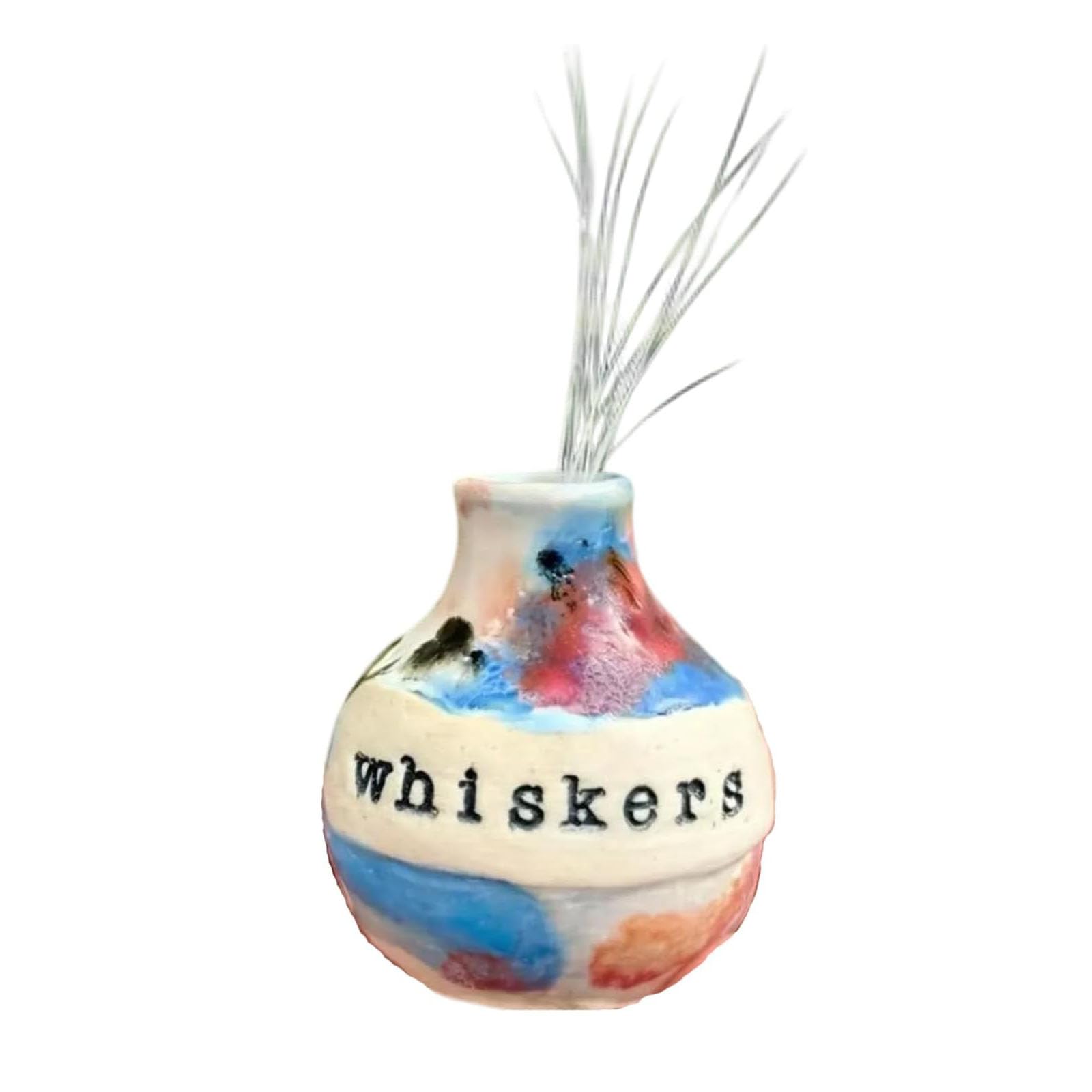 Hand-Thrown Whiskers Keepsake Vase, Cute Whiskers in The Jar Pottery Vase, Cat Whisker Jar for Feline Owners Thoughtful Meaningful Memorial Gift for Pet Lover (#E)