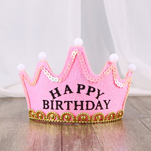 BeSTOYARD boné de festa de aniversário com luzes de LED piscante Happy Birthday Crown Tiaras King Pr