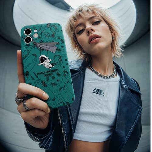Image of Cosmic Silicone Astronaut Case for iPhone 11, Cute Soft Touch Designer Protective Cover, AstroShield Shockproof Defense with Matte Anti-Slip Grip | Lunar Mint