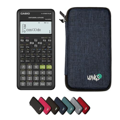 Casio fx 570ES Plus 2nd Edition con Funda Protectora WYNGS Azul   Calculadora Científica   Paquete Básico