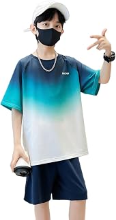 [KOSIKINI] 子供服 男の子 セットアップ 夏服 半袖 グラデーション Tシャツ ショートパンツ 半ズボン 上下セット 子供 ジャージ 上下セット 男の子 カジュアル 韓国 お洒落 男の子 半袖スウェット セットアップ キッズ 出産祝い 120-170