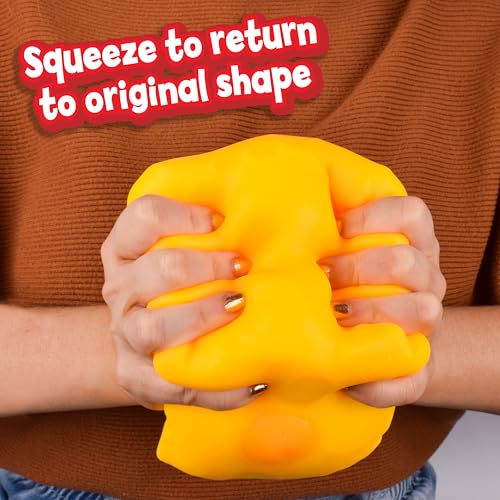 Extra Large Squishy Squeeze Cheese Block, Gag Gifts Funny Adult, 4.25 Inch Giant Stress Ball, Fidget Sensory Toy for Kids