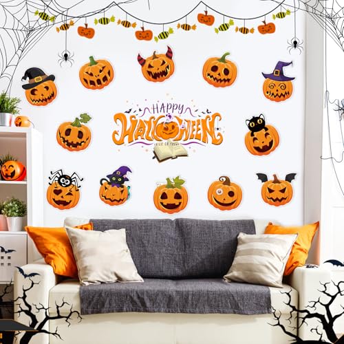 Image of 48 Pcs Halloween Cutouts, Scary Pumpkin Cutouts Halloween Bulletin Board Decorations Pumpkin Paper Cut-Outs for Home School Trick or Treat Party Chalkboard Wall Decor